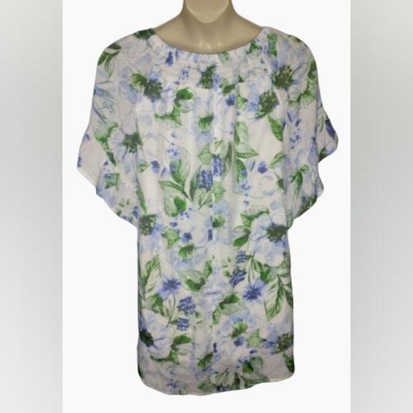 Mlle Gabrielle White/Blue Floral Dress Size Small - Picture 2 of 8